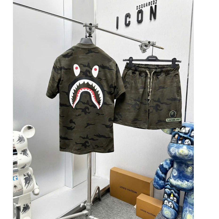 Bộ Cộc Nam Mùa Hè In hình Cá Mập Chất Cotton Cao Cấp - Bộ Cộc Hè Mape In Hình Cá Mập Siêu Đẹp