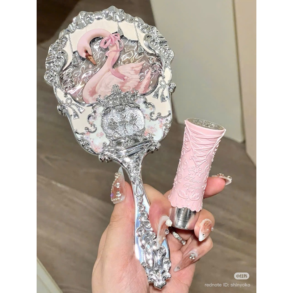 [Sẵn] 🦢 Gương Cầm Tay Thiên Nga Swan Ballet Màu Be Chính Hãng