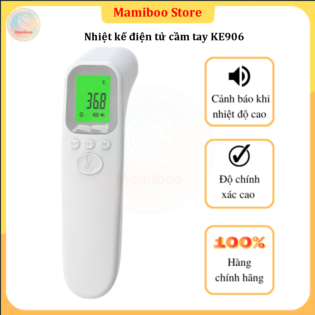 Nhiệt Kế Điện Tử Hồng Ngoại Đo Trán Nhanh 1 Giây Có Đèn Cảnh Báo Nhiệt Độ Cao Bảo Hành 12 Tháng