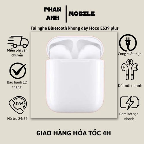 Tai nghe Bluetooth Hoco Es39 plus chính hãng có mic đàm thoại nghe nhạc liên tục trong 7 giờ