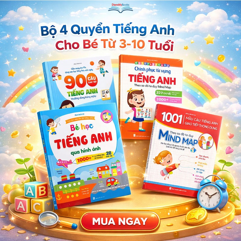 Sách- Bộ 4 Quyển Tiếng Anh Đầu Đời Cho Bé Qua Hình Ảnh Và Sơ Đồ Tư Duy Từ 3-10 Tuổi File Nghe Quét M