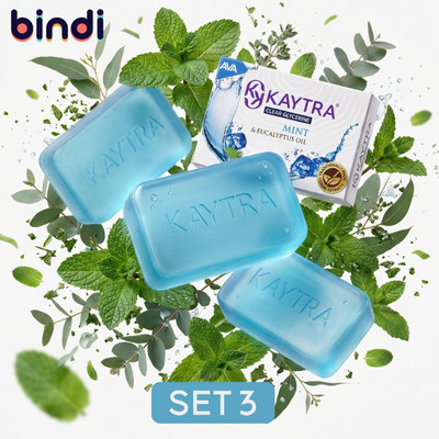 Set 3 Xà phòng Kaytra Bạc Hà và Khuynh Diệp Glycerin 125g - Cải thiện mụn lưng, kiểm soát dầu nhờn, cho cảm giác the mát