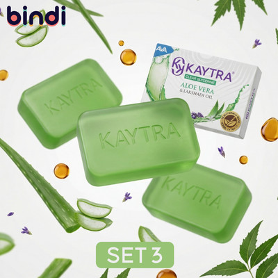 Set 3 Xà phòng Kaytra Lô Hội và Lakshadi Glycerin 125g - Cải thiện mụn lưng, cho da nhạy cảm & khô, thô ráp
