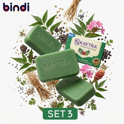 Set 3 Xà phòng Kaytra Thảo Dược Ayurveda 125g - Nền dầu dừa, không khô da, cải thiện mụn lưng, mụn cơ thể