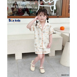Bộ pijama Sce kids cho bé 8-27kg tay ngắn quần short vải đũi mềm nhẹ, mặc đi ngủ,đi chơi SBH5132