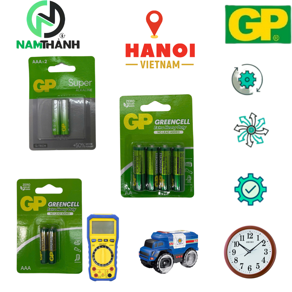 Vỉ 4 pin / 2 pin GP lr6, lr03 greencell chất lượng cao
