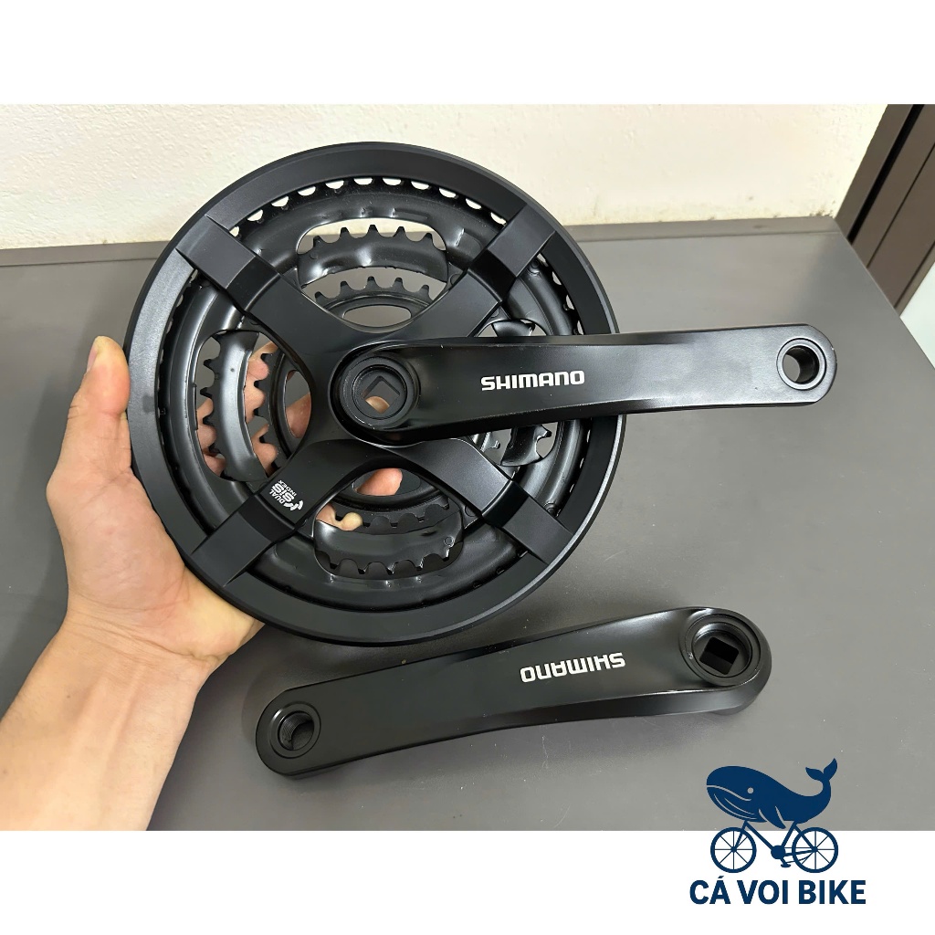 Đùi đĩa xe đạp cốt vuông SHIMANO FC-TY501 48 răng, Giò dĩa 3 tầng Shimano (28-38-48T) Đùi đĩa xe đạp