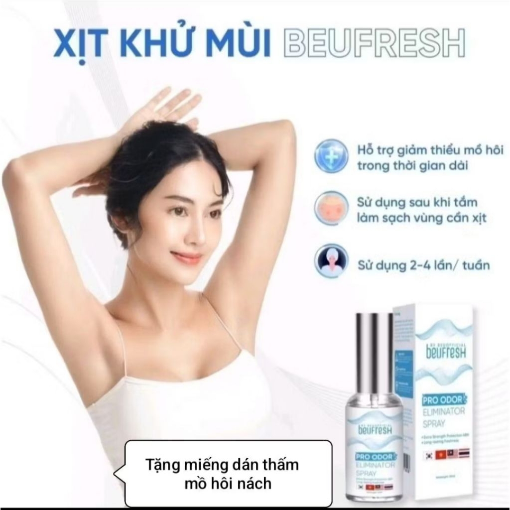 BEUFRESH Xịt Khử Mùi Ngăn Mồ Hôi Toàn Thân 30ml Dạng Lỏng Unisex Công Nghệ Nano Tự Nhiên