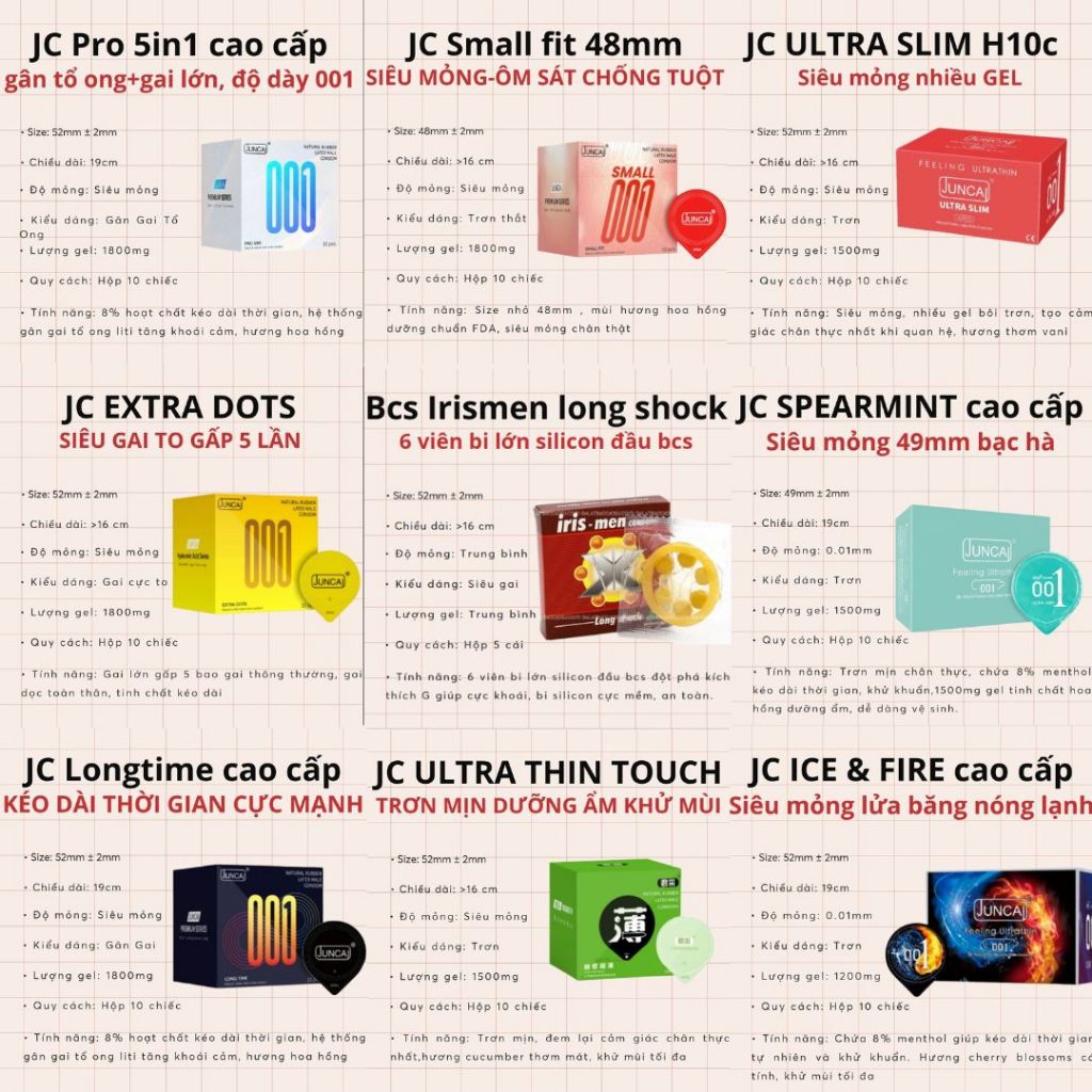 Combo 5c Bao cao su Bi gai Irismen Bcs 6 hạt bi SILICON to cực mềm Kéo dài quan hệ  Codomi