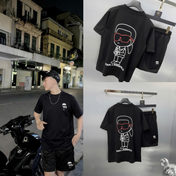 Bộ Cộc Nam Fen/DI Mùa Hè Cổ Tròn Chất Cotton  - Sét Bộ Cộc Hè Nam Nữ Đỏ và Đen In Nổi Siêu Đẹp