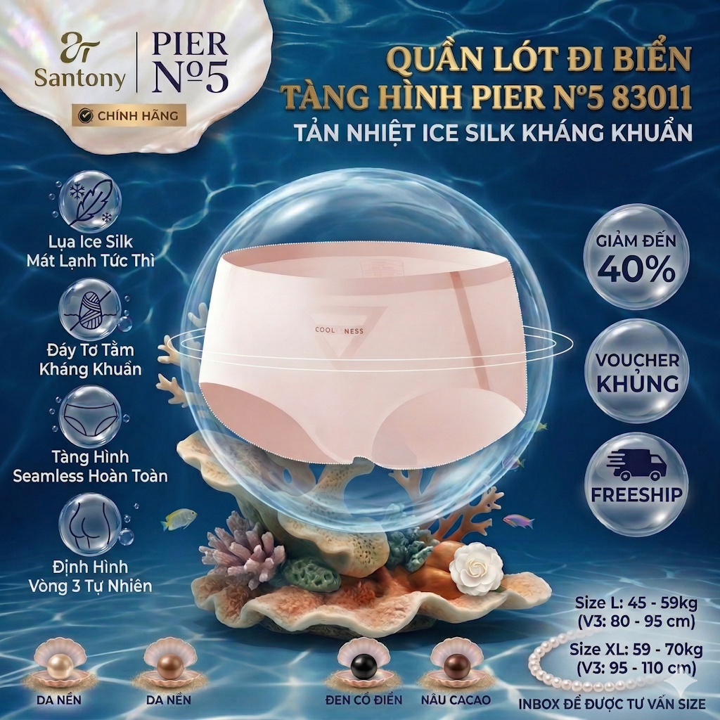 Quần Lót Đi Biển Tàng Hình Santony 83011 - Tản Nhiệt Ice Silk Kháng Khuẩn PIER N°5