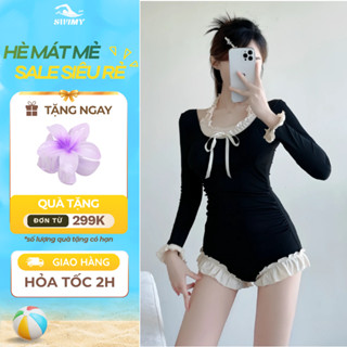 Đồ bơi 1 mảnh kiểu bodysuit tay dài – mặc đi biển, đi bơi chất liệu cao cấp SWIMY