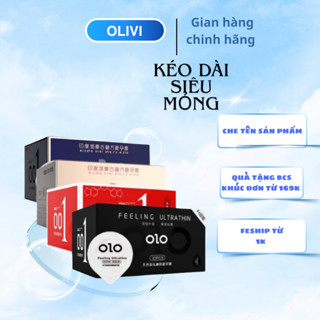 Bao cao su siêu mỏng olo 001 nhiều gel bôi trơn gân gai kéo dài thời gian quan hệ hộp 10 cái