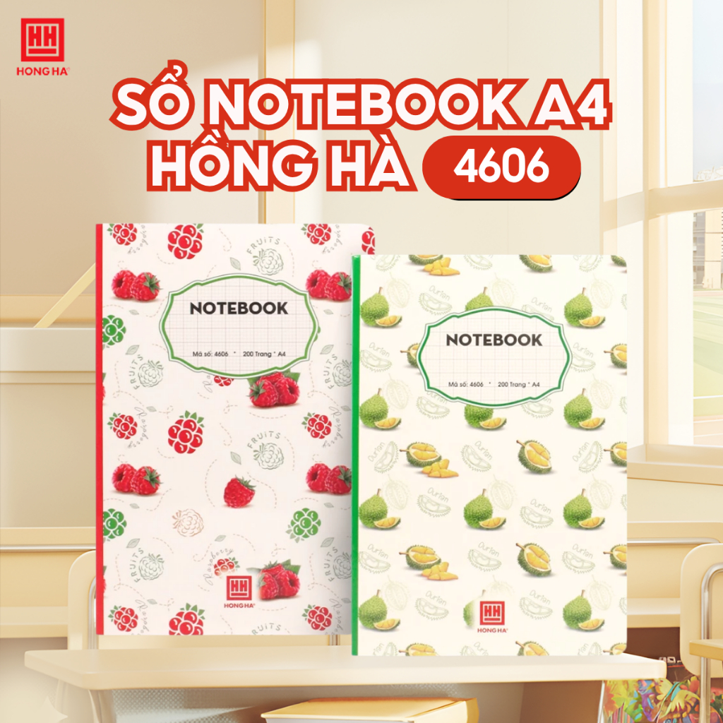 Sổ Notebook A4 200 trang 4 ô ly Hồng Hà - 4606