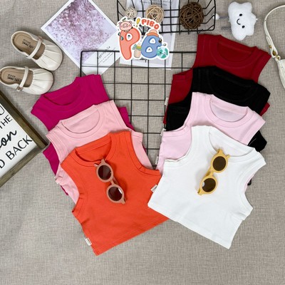 Áo Ba Lỗ Bé Gái Dáng Croptop Form Ôm Chất Bozip Co Dãn 4 Chiều, Mềm Mát, Thấm Hút Mồ Hôi-BabyBoo-Pibo Store-CRSN