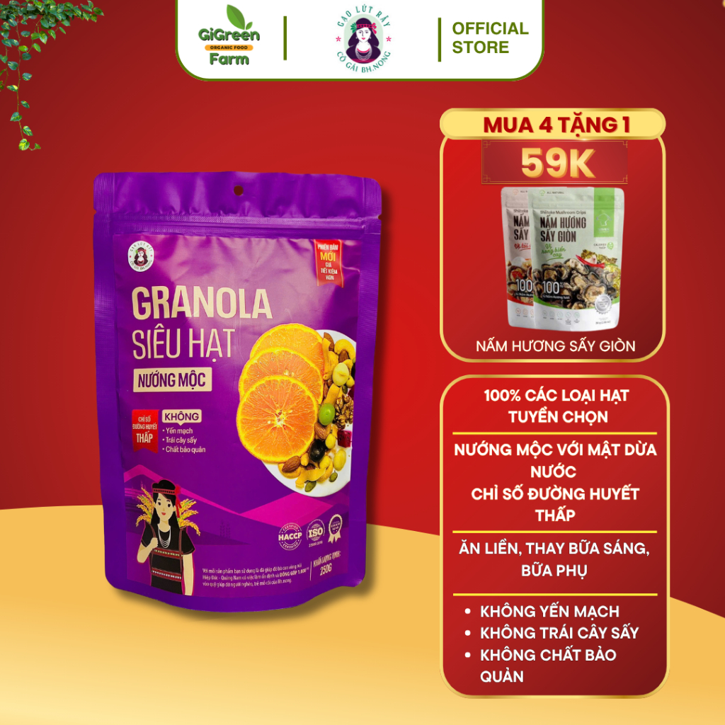 Granola bhnong Granola siêu hạt nướng mộc cao cấp bhnong ăn kiêng giảm cân cung cấp dinh dưỡng Grano