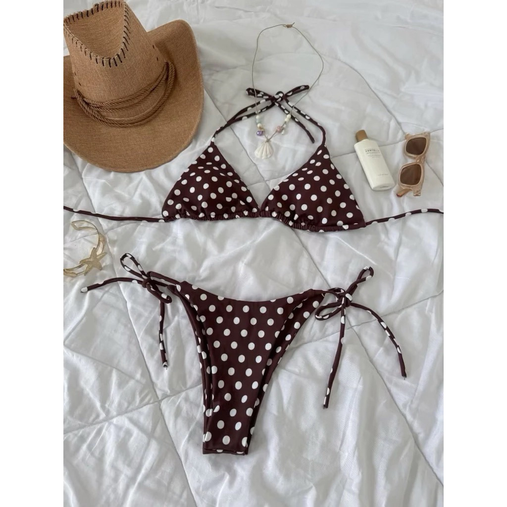 [Sẵn-Hoả Tốc] Bikini Đồ Bơi Đi Biển Tam Giác Hoạ Tiết Chấm Bi, Có Mút Rời | BigBuy360 - bigbuy360.vn
