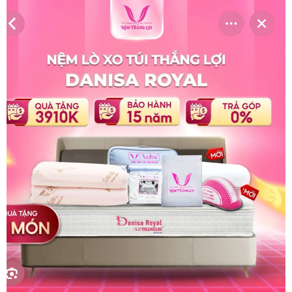 Nệm lò xo túi THẮNG LỢI 🦋Danisa Royal🦋 cao cấp siêu êm , thoáng mát bh 15 năm - chính hãng