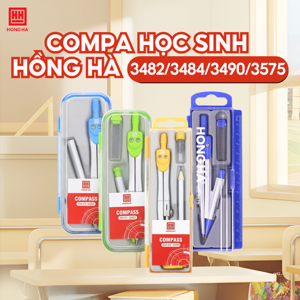 Compa học sinh, compa Bút chì, chì kim Hồng Hà