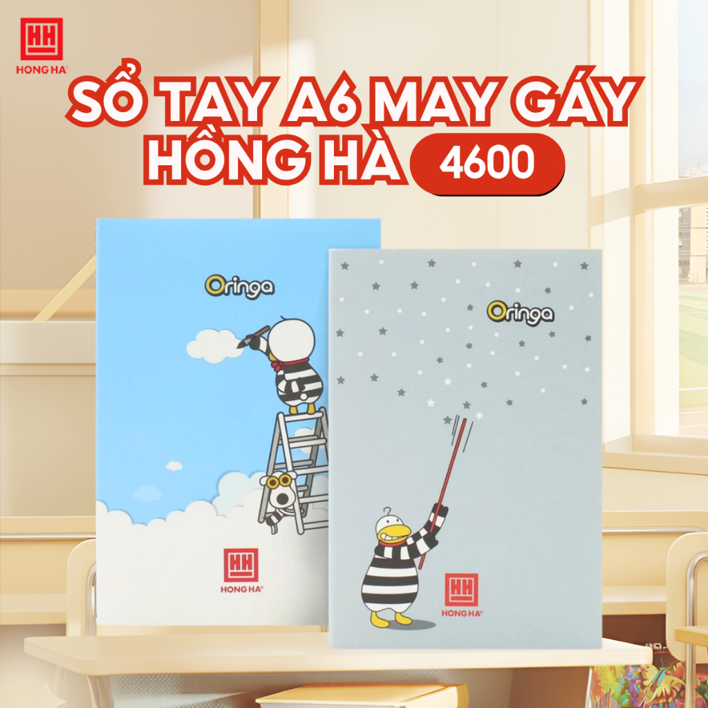 Sổ tay A6 may gáy 80 trang Oringa Hồng Hà - 4600