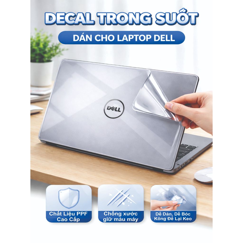 Decal Skin Trong Suốt PPF Nhám  Cho Laptop Dell (ib Mã Máy) – Dán Bảo Vệ Laptop Dell, Chống Xước, Gi