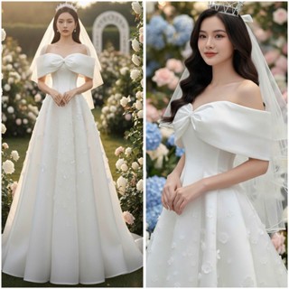 Đầm cưới đi bàn cô dâu 2 in 1 đính hoa siêu xinh full size s/m/l/xl hàng có sẵn