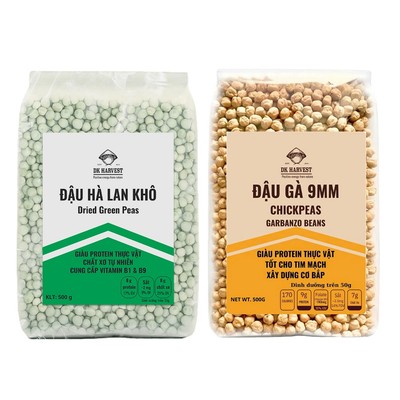 Combo 500g Đậu Gà + 500g Đậu Hà Lan Khô DK Harvest Nhập khẩu - Hỗ trợ ăn kiêng, Salad, eatclean