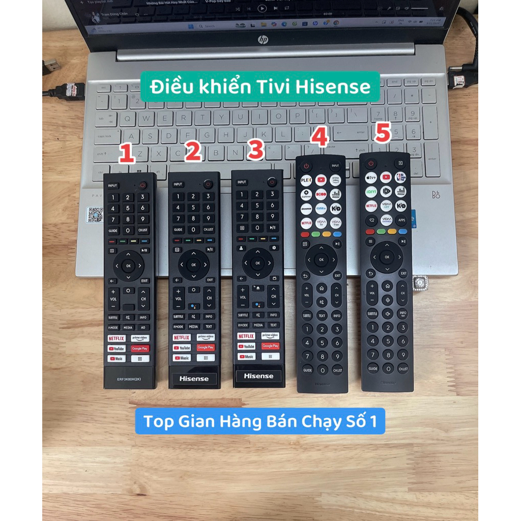 Điều khiển Tivi Hisense hàng chính hãng tặng pin( Dùng cho Tivi Hisense có kiểu dáng điều khiển như 
