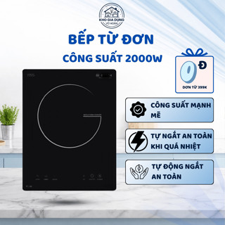 Bếp Từ Đơn Công Suất 2000W Màu Đen, Bếp Điện Từ Nấu Nhanh Tiện Lợi Bảo Hành 12 Tháng