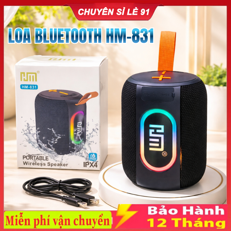 Loa Bluetooth mini HM-831 / HM-805 , loa xách tay âm bass lớn kết hợp cùng đèn LED hiện đại, chống n