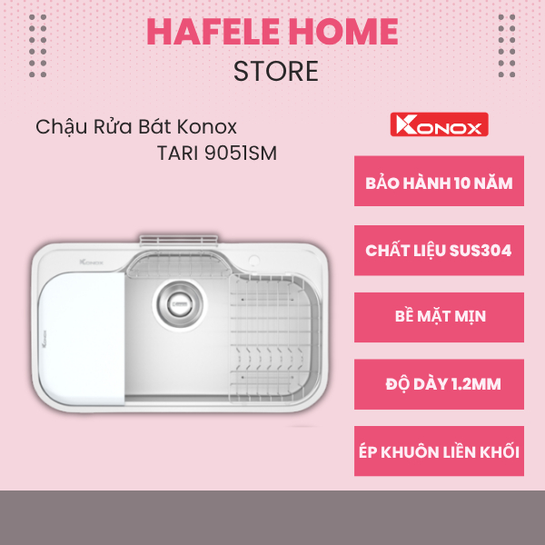 Chậu Rửa Bát Konox Tari 9051SM – Bề Mặt Mịn – Công Nghệ Phủ Mạ Crom – Hạn Chế Bám Bẩn