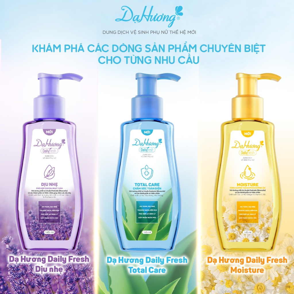 Dung Dịch Vệ Sinh Phụ Nữ Dạ Hương Daily Fresh - Chai 145ml [CHE TÊN SẢN PHẨM]