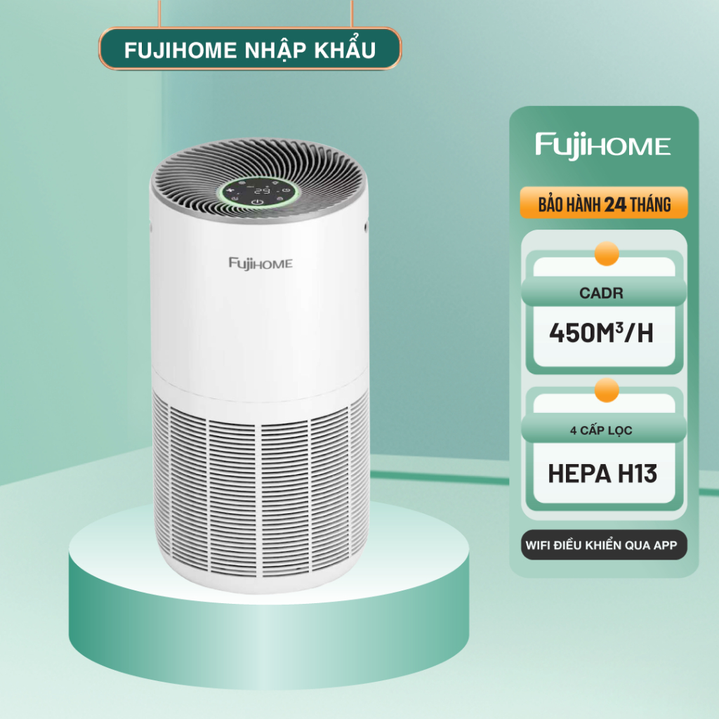 Máy lọc không khí FUJIHOME AP5GRAND CADR 450m3/H, điều khiển từ xa qua app, 4 cấp lọc siêu sạch