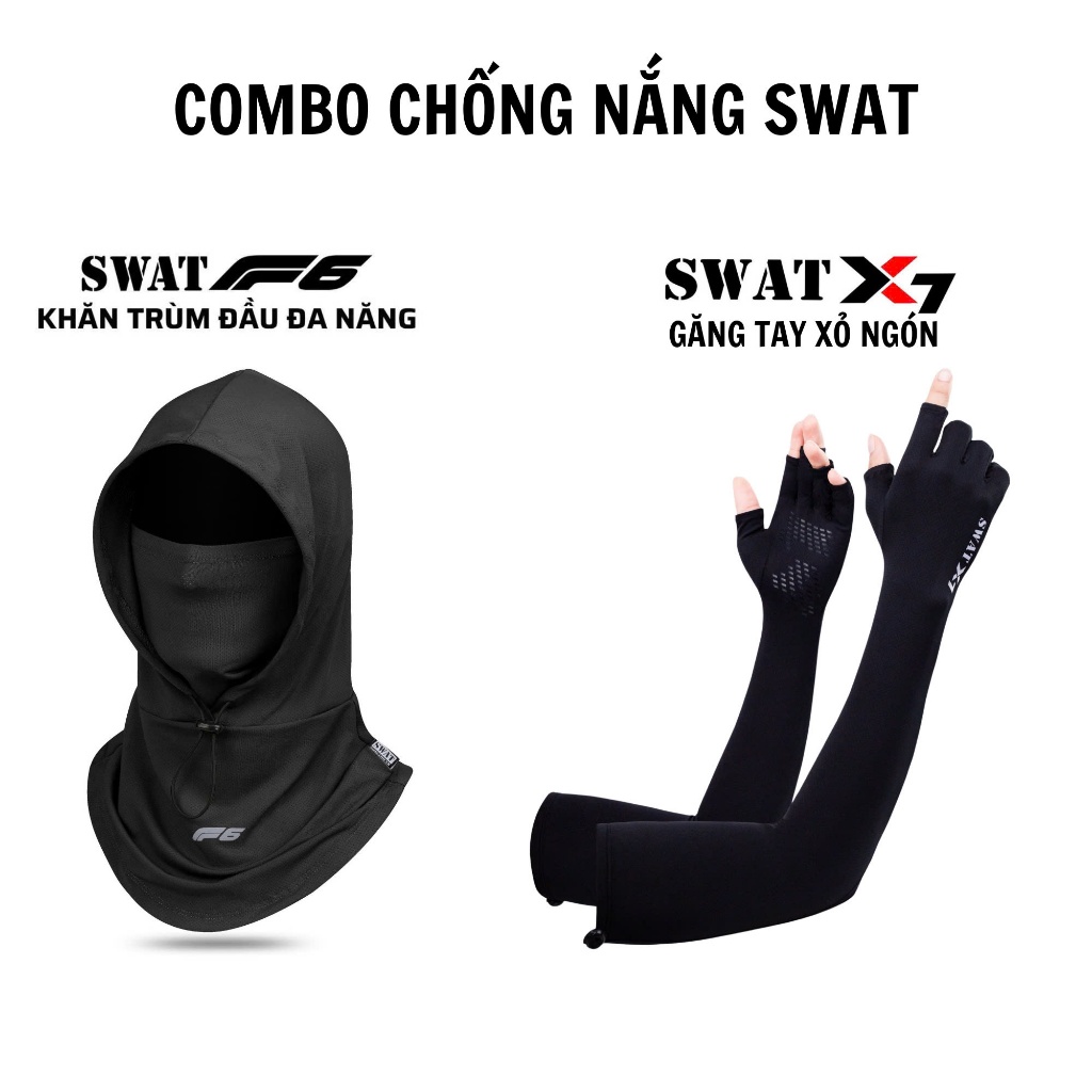 Hàng chuẩn SWAT- Combo Găng tay và khăn trùm đầu đa năng, combo che nắng mùa hè siêu tiện lợi nam nữ