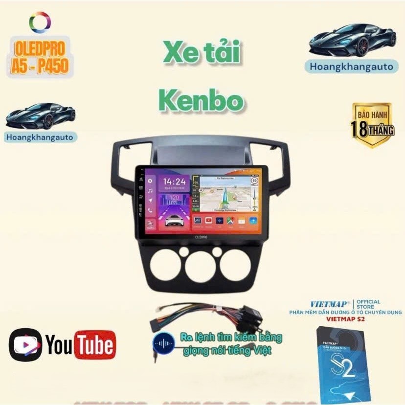 Combo  Màn Hình Android OLEDPRO A5 _ P450 cho Xe Kenbo 9 inch kèm dưỡng và jack nguồn