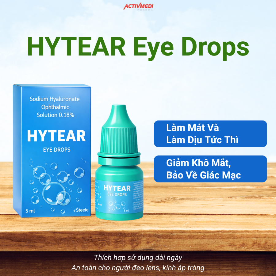 Nước nhỏ mắt Hytear giúp dưỡng mắt, chống khô mắt nhẹ dịu cho mắt
