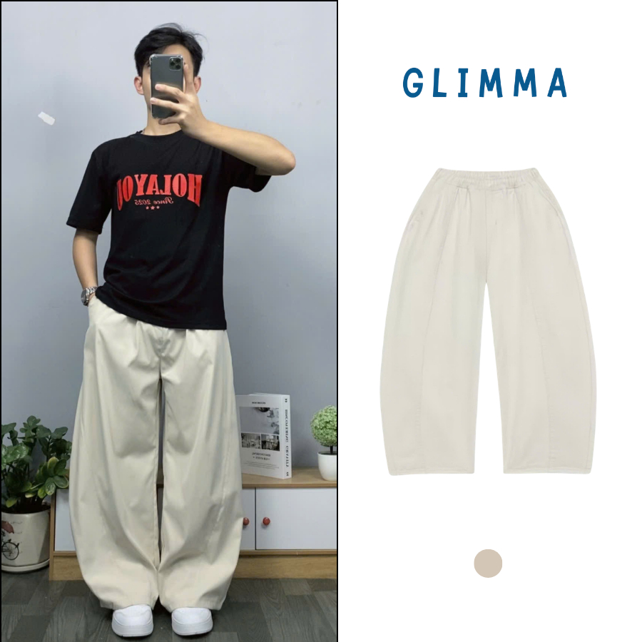Quần Ống Cong Quần Cong Ống Rộng Cạp Chun Co Dãn Chất Liệu Kaki Mềm Thoáng Mát | BigBuy360 - bigbuy360.vn