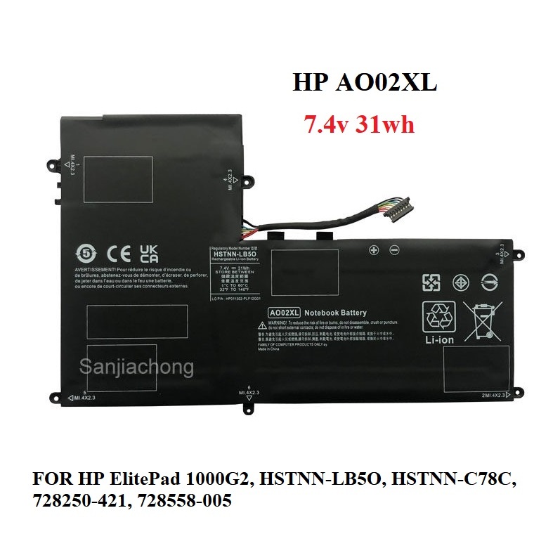 Pin AO02XL cho HP ElitePad 1000 G2 HSTNN-LB5O HSTNN-C78C HSTNN-IB5Q 728250-1c1 728558-005 battery
