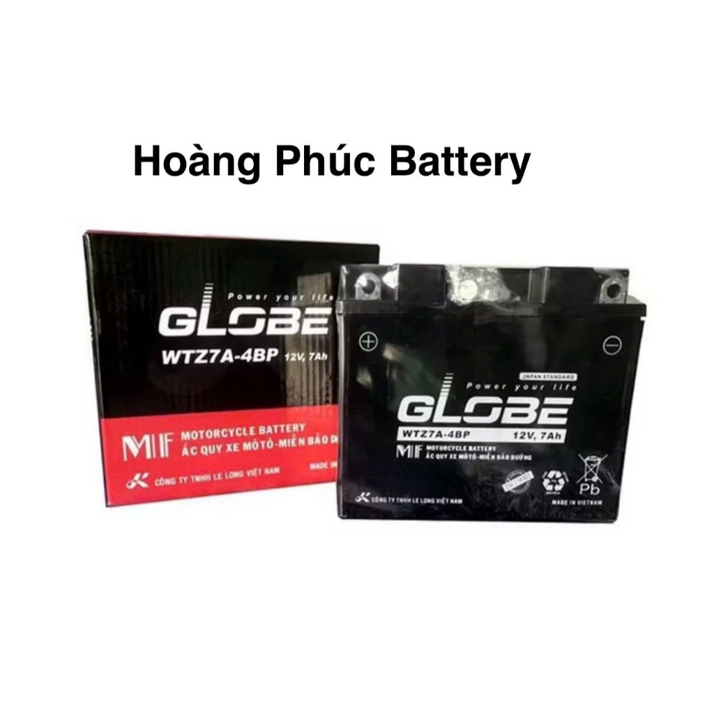 Ắc Quy Khô GLOBE WTZ7A-4BP 12V-7AH | Bình ắc quy dành cho xe máy Yamaha Nouvo I, II, III đời cũ