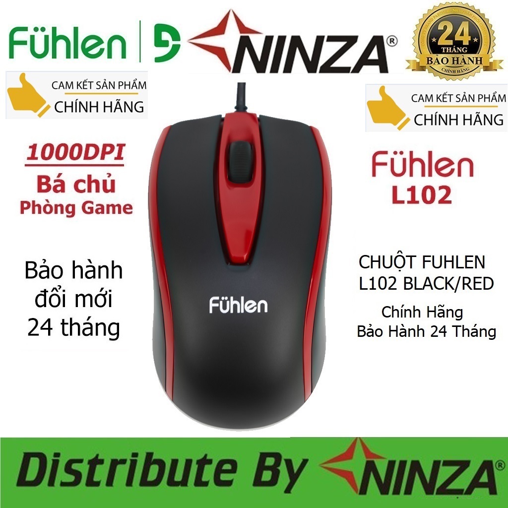 Chuột có dây chính hãng Fuhlen L102 cho Game và Văn Phòng ( Màu Đen, Đỏ Đen, Hồng ) - Bảo Hành 2 Năm