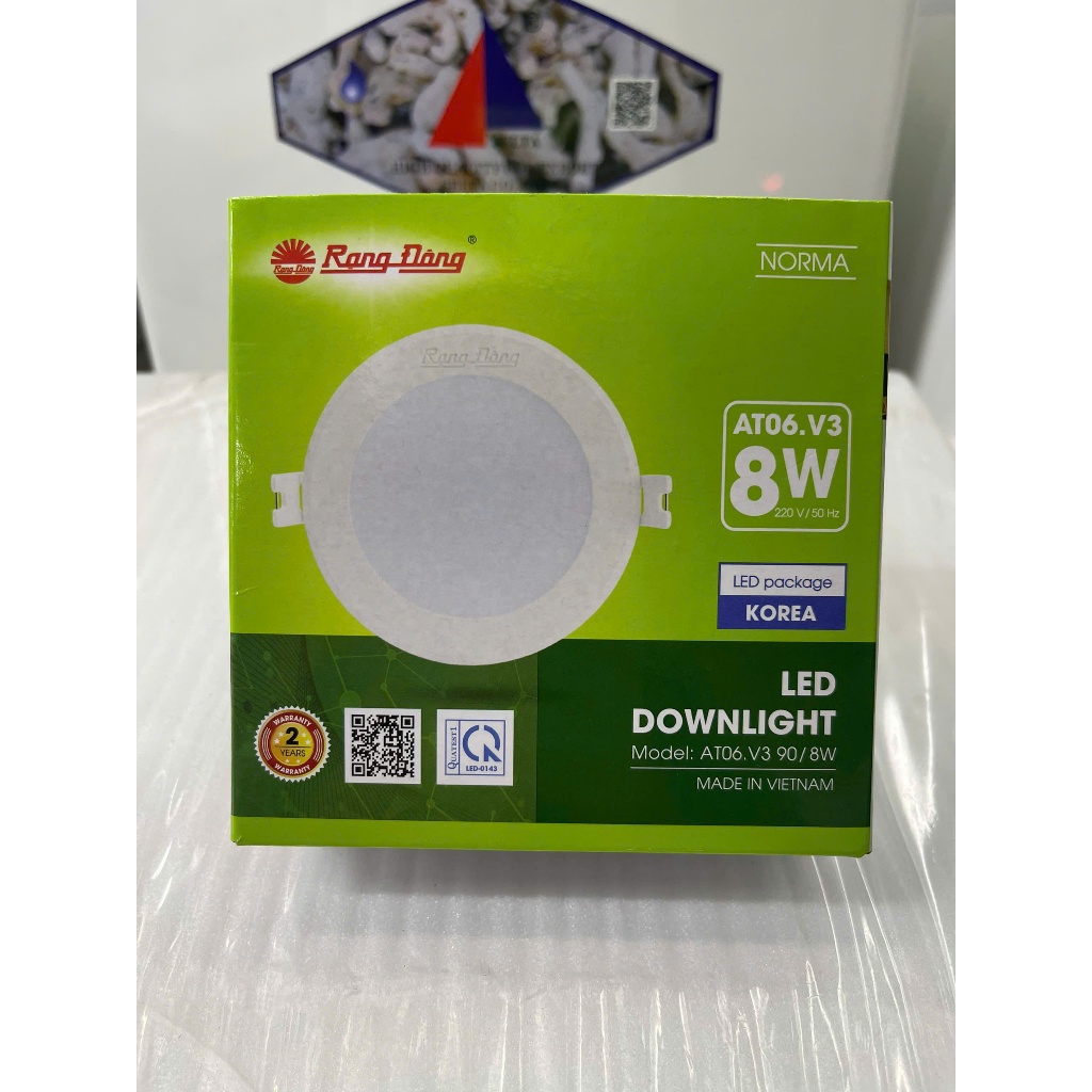 Đèn downlight âm trần Rạng Đông 8w  AT06-v3, Đèn âm trần phòng khách, phòng làm việc,6500k