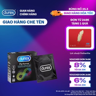 Bao cao su Durex Performa kéo dài thời gian, size 52mm, 3 bao/hộp)