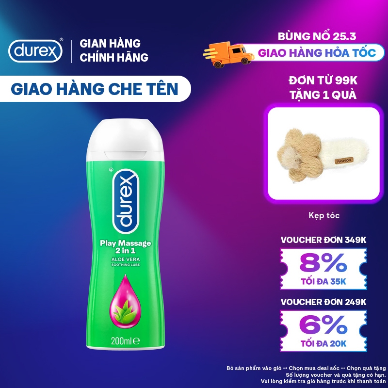 Gel bôi trơn Durex Play Massage gốc nước 200ml/chai