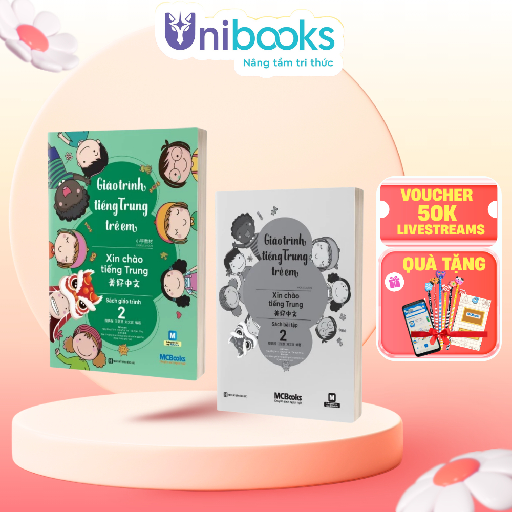 Sách - Combo Giáo Trình Tiếng Trung Trẻ Em – Xin Chào Tiếng Trung - Giáo Trình + SBT Tập 2