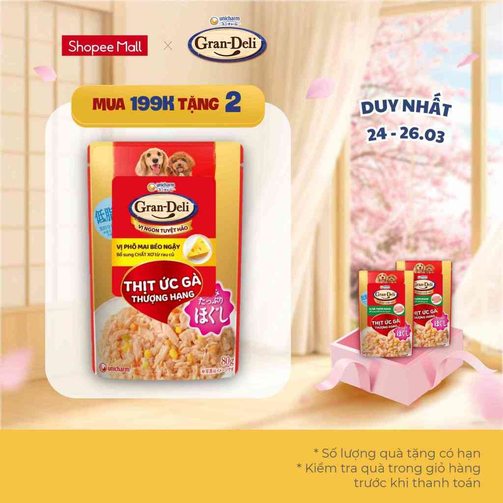 Thức ăn ướt cho chó dạng thạch Gran Deli 80g/gói