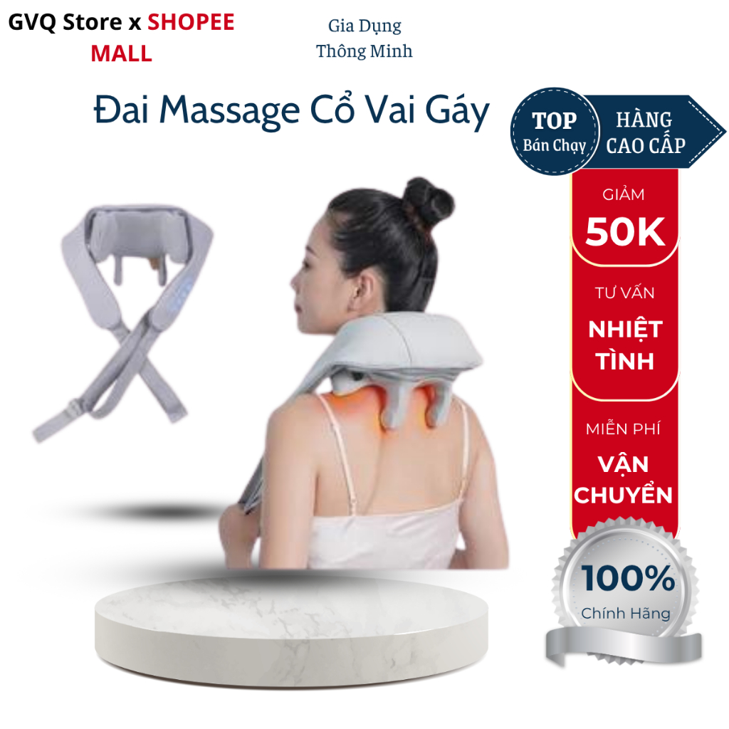 Máy Massage Cổ Vai Gáy GVQ Store 6D Công Suất 10W Giảm Đau Mỏi Giúp Thư Giãn Hiệu Quả