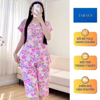 Đồ tole nữ, bộ lanh lửng tay ngắn LTN099 mặc nhà VNXK 45-75kg, chất tole 2 da loại 1 mịn mát, mặc nhà mát đẹp