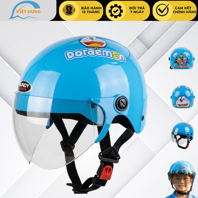 Mũ bảo hiểm trẻ em nửa đầu có kính chống hóa Sundy helmet HP04k hàng chính hãng bảo hành 12 tháng Doreamon AmongUS