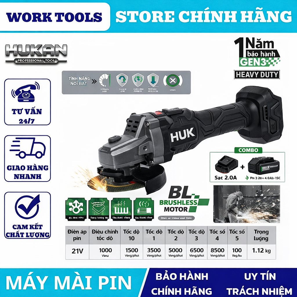 HUKAN Máy mài pin 5 tốc độ (GEN3) G3-A9900