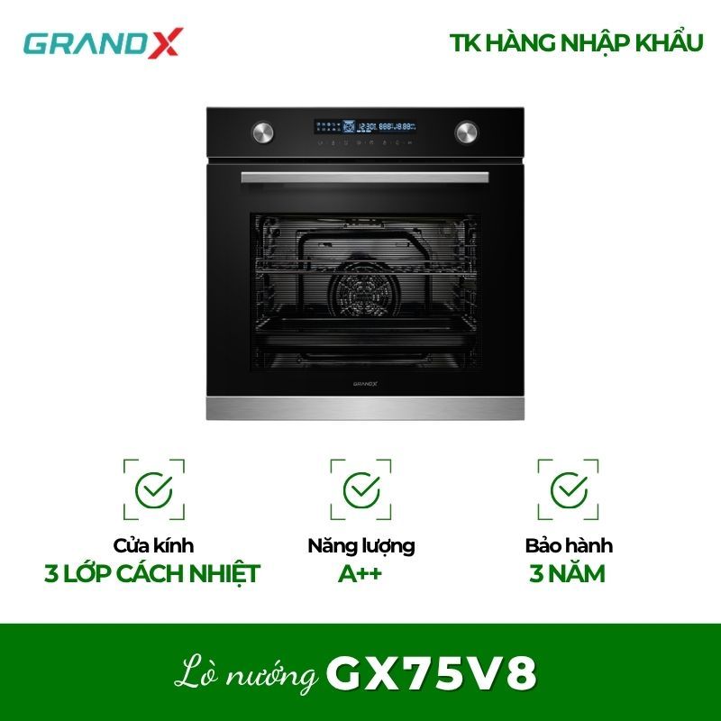 Lò nướng âm tủ GrandX GX75V8 - Nướng Đa Năng, Tiện Lợi Cho Gia Đình